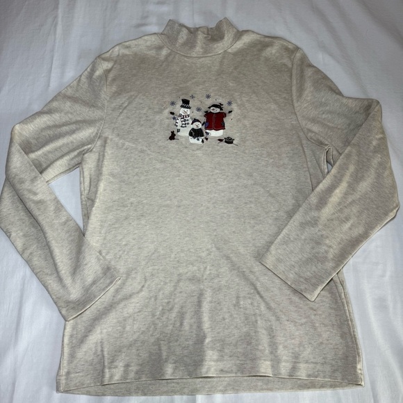 Vtg Croft & Barrow Womens Snowman Turtleneck 90's Y2K Size Medium Winter Holiday - Picture 2 of 7